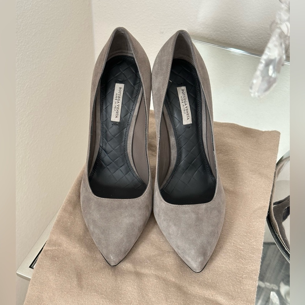 New Bottega Veneta Gray Suede Leather High Heels Size 5.5